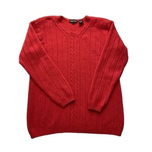Jeanne Piere Womens Sweater Large Red Pullover Wool Blend Preppy‎  Soft Vintage